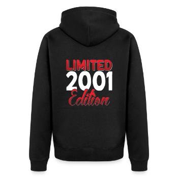 Year 2001 Retro Bitrthday Limited Edition - Unisex Premium Organic Zip Hoodie - black - Back - Nico (187cm)