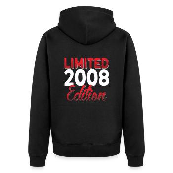 Fantastisch Seit 2008 Retro 15. Bitrthday - Unisex Premium Bio Zip Hoodie - Schwarz - Hinten - Nico (187cm)