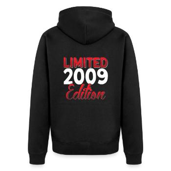 Fantastisch Seit 2009 Retro 14. Bitrthday - Unisex Premium Bio Zip Hoodie - Schwarz - Hinten - Nico (187cm)