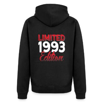 Vintage 1993 Retro Bitrthday Limited Edition - Unisex Premium Organic Zip Hoodie - black - Back - Nico (187cm)