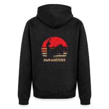 Drücken Sie Ihre Liebe Zum Rasen Mit Unserem - Unisex Premium Bio Zip Hoodie - Schwarz - Hinten - Nico (187cm)