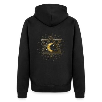 Der Mond War Eine Quelle Der Faszination Und - Unisex Premium Bio Zip Hoodie - Schwarz - Hinten - Nico (187cm)