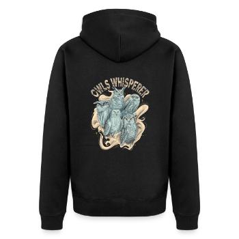 Entfessle Deinen Inneren Eulenflüsterer Eule - Unisex Premium Bio Zip Hoodie - Schwarz - Hinten - Nico (187cm)