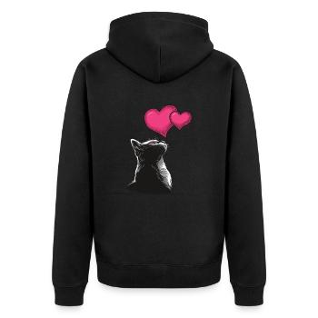Girl loves cats Cat love with heart - Unisex Premium Organic Zip Hoodie - black - Back - Nico (187cm)