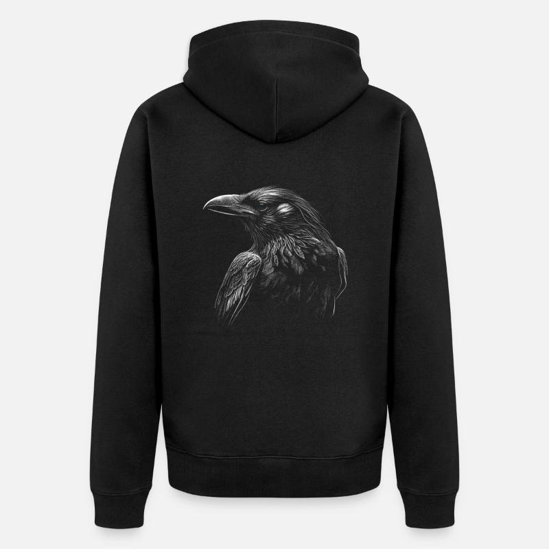 Gothic Moon Black Crow - Unisex Premium Bio Zip Hoodie - Schwarz