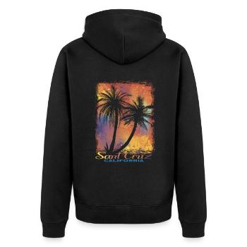 Années 70 80 Dans la ville californienne de Santa Cruz - Veste à capuche bio Premium Unisexe - noir - Dos - Nico (187cm)