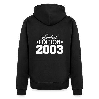 Fantastisch Seit 2003 Retro 19. Bitrthday - Unisex Premium Bio Zip Hoodie - Schwarz - Hinten - Nico (187cm)