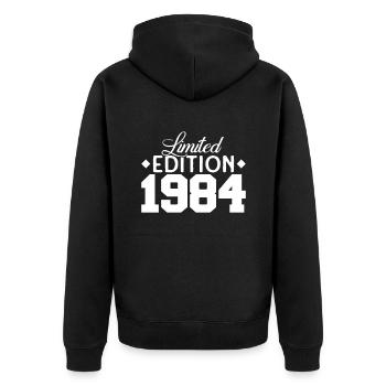 Vintage 1984 Retro Bitrthday Limited Edition - Unisex Premium Organic Zip Hoodie - black - Back - Nico (187cm)