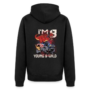 8. Geburtstag Kinder Monster Dino Truck Ich Bin 8 - Unisex Premium Bio Zip Hoodie - Schwarz - Hinten - Nico (187cm)