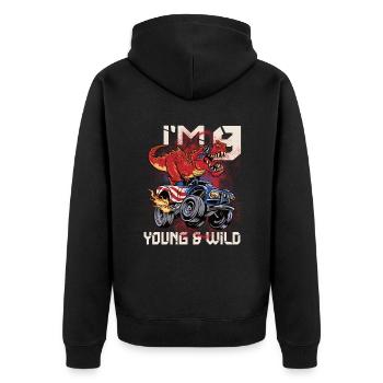 9e anniversaire Enfants Monster Dino Truck J’ai 9 ans - Veste à capuche bio Premium Unisexe - noir - Dos - Nico (187cm)