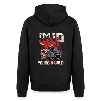10e anniversaire Enfants Monster Dino Truck Je suis - Veste à capuche bio Premium Unisexe - noir - Dos - Nico (187cm)