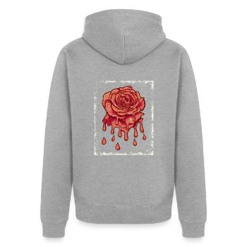 Die Rote Japanische Retro Rosen-grafik - Unisex Premium Bio Zip Hoodie - Grau meliert - Hinten - Nico (187cm)