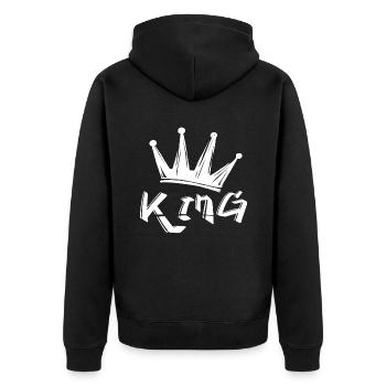 Crown with King lettering - Unisex Premium Organic Zip Hoodie - black - Back - Nico (187cm)