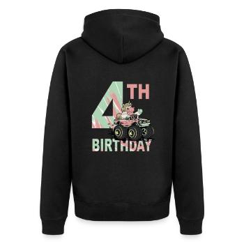 Girl's birthday 4 years I am already 4 years old - Unisex Premium Organic Zip Hoodie - black - Back - Nico (187cm)