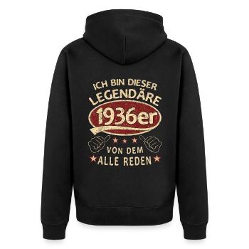 87. Geburtstag 1936 87 er Geburtstag - Unisex Premium Bio Zip Hoodie - Schwarz - Hinten - Nico (187cm)