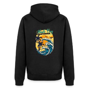 Années 70 80 Dans la ville californienne de Santa Cruz - Veste à capuche bio Premium Unisexe - noir - Dos - Nico (187cm)
