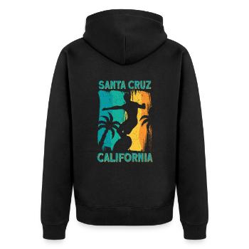 Années 70 80 Dans la ville californienne de Santa Cruz - Veste à capuche bio Premium Unisexe - noir - Dos - Nico (187cm)