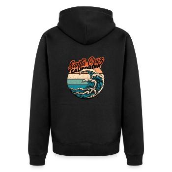 Années 70 80 Dans la ville californienne de Santa Cruz - Veste à capuche bio Premium Unisexe - noir - Dos - Nico (187cm)