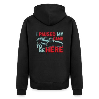 Ich Kann Dich Nicht Hören, Ich Habe Mein Spiel - Unisex Premium Bio Zip Hoodie - Schwarz - Hinten - Nico (187cm)