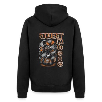 Musican Lover Headphones Just Music - Unisex Premium Organic Zip Hoodie - black - Back - Nico (187cm)