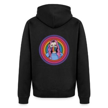 Lesbienne Gay Pride Bisexuelle - Veste à capuche bio Premium Unisexe - noir - Dos - Nico (187cm)