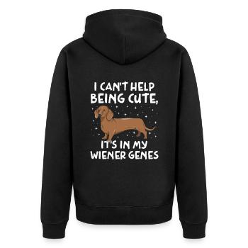 Ich kann nicht anders, als süß zu sein, es liegt in meinen Wiener Genen - Unisex Premium Bio Zip Hoodie - Schwarz - Hinten - Nico (187cm)