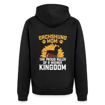 Dackel Mama Die stolze Herrscherin eines Wiener Königreichs - Unisex Premium Bio Zip Hoodie - Schwarz - Hinten - Nico (187cm)