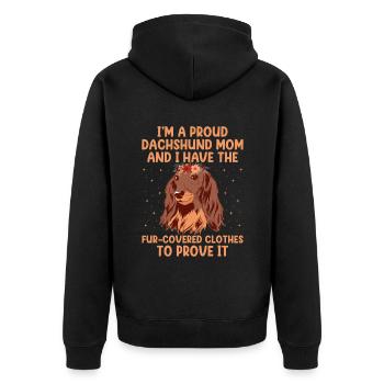 Ich bin ein stolzer Dackel Mama Hundeliebhaber Hundebesitzer Wien - Unisex Premium Bio Zip Hoodie - Schwarz - Hinten - Nico (187cm)