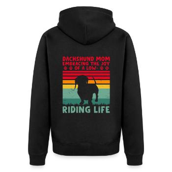 Dackelmutter umarmt die Freude Hundebesitzer Hundeliebe - Unisex Premium Bio Zip Hoodie - Schwarz - Hinten - Nico (187cm)