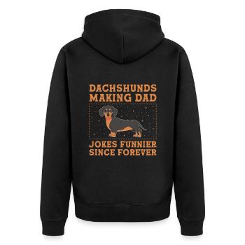 Dackel machen Papa-Witze seit Ewigkeiten lustiger - Unisex Premium Bio Zip Hoodie - Schwarz - Hinten - Nico (187cm)