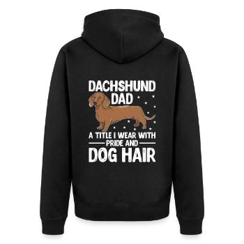 Dackel Papa Ein Titel, den ich mit Stolz und Hund trage Ha - Unisex Premium Bio Zip Hoodie - Schwarz - Hinten - Nico (187cm)