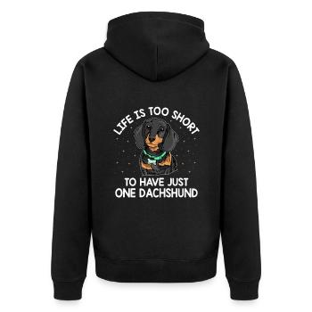 La vie est trop courte pour n’avoir qu’un seul chien teckel L - Veste à capuche bio Premium Unisexe - noir - Dos - Nico (187cm)