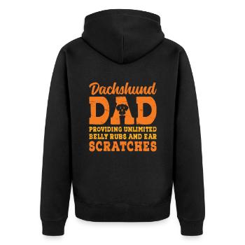 Dackel Papa Bietet Unbegrenzt Bauch Reiben Hund L - Unisex Premium Bio Zip Hoodie - Schwarz - Hinten - Nico (187cm)