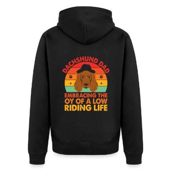 Dackel Papa Umarmt Die Freude Einer Niedrigen Reiten Li - Unisex Premium Bio Zip Hoodie - Schwarz - Hinten - Nico (187cm)