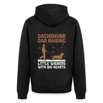 Dachshund Dad Raising Little Wieners Dog Lover Dog - Unisex Premium Organic Zip Hoodie - black - Back - Nico (187cm)