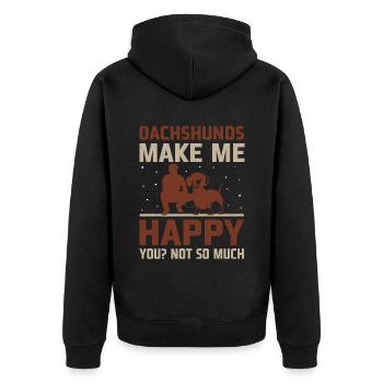 Dackel machen mich glücklich Du nicht so sehr Hundeliebhaber - Unisex Premium Bio Zip Hoodie - Schwarz - Hinten - Nico (187cm)