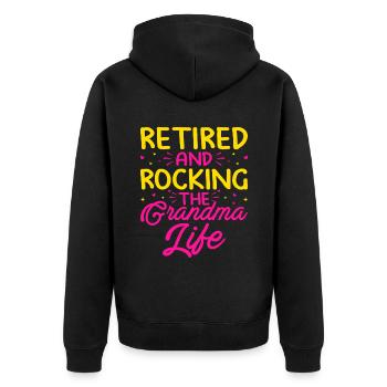 Grand-mère retraitée Pension de retraite Grand-mère Reti - Veste à capuche bio Premium Unisexe - noir - Dos - Nico (187cm)