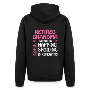 Grand-mère retraitée Pension de retraite Grand-mère Reti - Veste à capuche bio Premium Unisexe - noir - Dos - Nico (187cm)