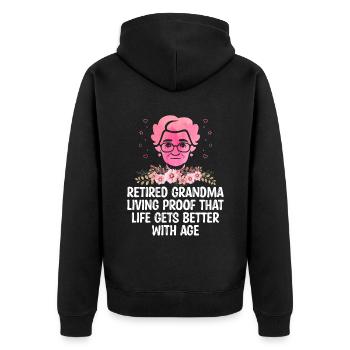 Grand-mère retraitée Pension de retraite Grand-mère Reti - Veste à capuche bio Premium Unisexe - noir - Dos - Nico (187cm)
