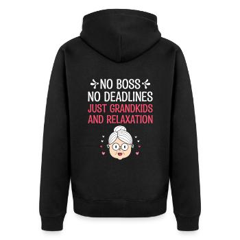 Grand-mère retraitée Pension de retraite Grand-mère Reti - Veste à capuche bio Premium Unisexe - noir - Dos - Nico (187cm)