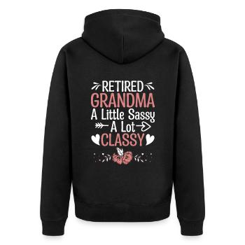 Grand-mère retraitée Pension de retraite Grand-mère Reti - Veste à capuche bio Premium Unisexe - noir - Dos - Nico (187cm)