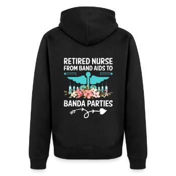 Grand-mère retraitée Pension Infirmière infirmière en soins infirmiers - Veste à capuche bio Premium Unisexe - noir - Dos - Nico (187cm)
