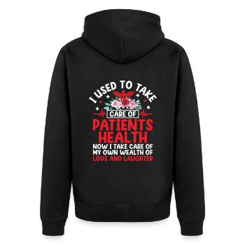 Grand-mère retraitée Pension Infirmière infirmière en soins infirmiers - Veste à capuche bio Premium Unisexe - noir - Dos - Nico (187cm)