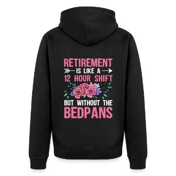 Grand-mère retraitée Pension Infirmière infirmière en soins infirmiers - Veste à capuche bio Premium Unisexe - noir - Dos - Nico (187cm)