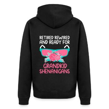 Grand-mère retraitée Pension Infirmière infirmière en soins infirmiers - Veste à capuche bio Premium Unisexe - noir - Dos - Nico (187cm)
