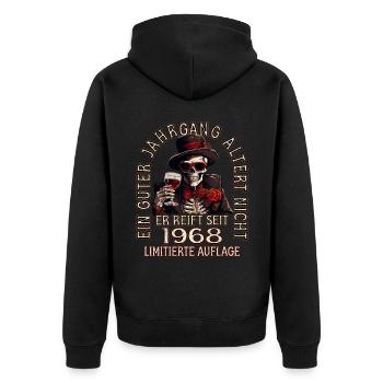 55. Geburtstag 1968 55er Guter Jahrgang - Unisex Premium Bio Zip Hoodie - Schwarz - Hinten - Nico (187cm)