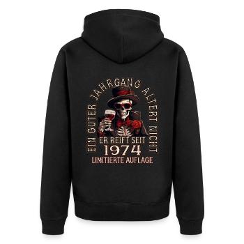 49. Geburtstag 1974 49er Guter Jahrgang - Unisex Premium Bio Zip Hoodie - Schwarz - Hinten - Nico (187cm)