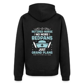 Grand-mère retraitée Pension Infirmière infirmière en soins infirmiers - Veste à capuche bio Premium Unisexe - noir - Dos - Nico (187cm)