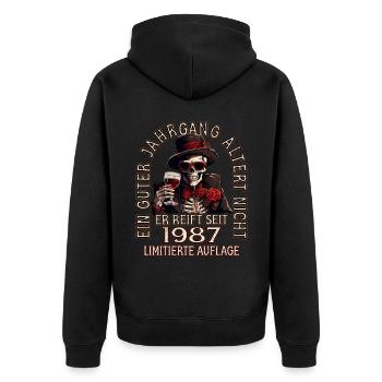 36. Geburtstag 1987 36er Guter Jahrgang - Unisex Premium Bio Zip Hoodie - Schwarz - Hinten - Nico (187cm)