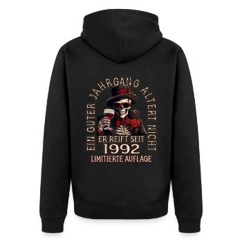 31. Geburtstag 1992 31er Guter Jahrgang - Unisex Premium Bio Zip Hoodie - Schwarz - Hinten - Nico (187cm)